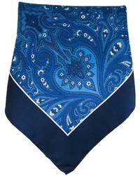Pochette de costume imprimée cachemire bleue Kiton