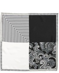 Pochette de costume imprimée cachemire noire et blanche