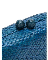 Pochette de paille bleu marine Serpui