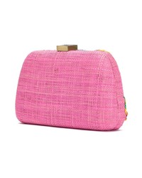 Pochette de paille brodée rose Serpui