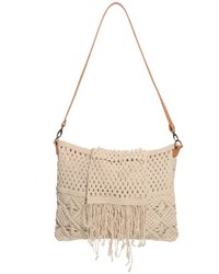 Pochette en crochet beige