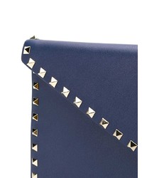 Pochette en cuir à clous bleu marine Valentino