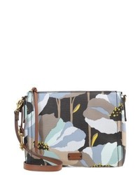 Pochette en cuir à fleurs bleu clair Fossil