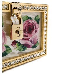 Pochette en cuir à fleurs dorée Dolce & Gabbana