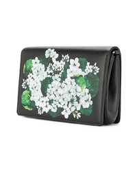 Pochette en cuir à fleurs noire Dolce & Gabbana