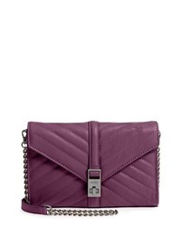 Pochette en cuir à motif zigzag violette