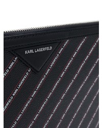Pochette en cuir à rayures verticales noire Karl Lagerfeld