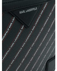 Pochette en cuir à rayures verticales noire Karl Lagerfeld