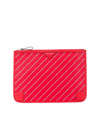 Pochette en cuir à rayures verticales rouge Karl Lagerfeld