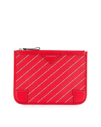 Pochette en cuir à rayures verticales rouge Karl Lagerfeld