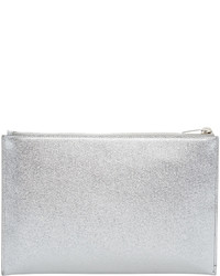 Pochette en cuir argentée Saint Laurent