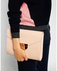 Pochette en cuir beige Asos