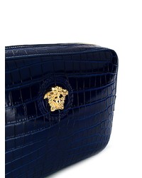 Pochette en cuir bleu marine Versace
