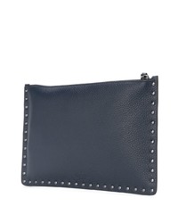 Pochette en cuir bleu marine Valentino