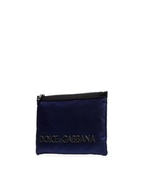 Pochette en cuir bleu marine Dolce & Gabbana