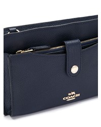 Pochette en cuir bleu marine Coach