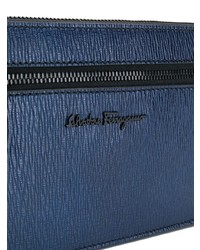 Pochette en cuir bleu marine Salvatore Ferragamo