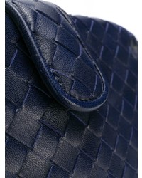 Pochette en cuir bleu marine Bottega Veneta