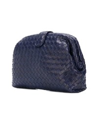 Pochette en cuir bleu marine Bottega Veneta