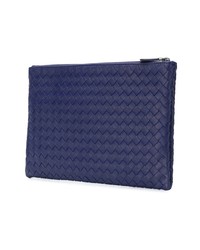 Pochette en cuir bleu marine Bottega Veneta