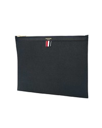 Pochette en cuir bleu marine Thom Browne