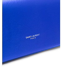 Pochette en cuir bleue Saint Laurent