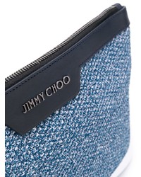 Pochette en cuir bleue Jimmy Choo