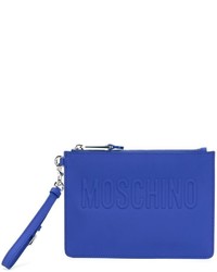 Pochette en cuir bleue Moschino