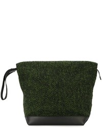 Pochette en cuir en tricot vert foncé