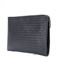 Pochette en cuir gris foncé Bottega Veneta