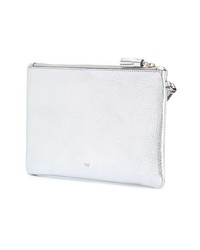 Pochette en cuir imprimée argentée Anya Hindmarch