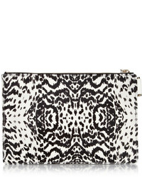 Pochette en cuir imprimée blanche et noire