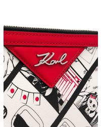 Pochette en cuir imprimée blanche Karl Lagerfeld