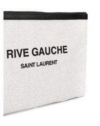 Pochette en cuir imprimée blanche Saint Laurent