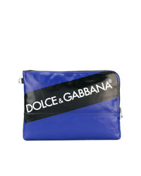 Pochette en cuir imprimée bleue Dolce & Gabbana