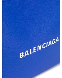 Pochette en cuir imprimée bleue Balenciaga