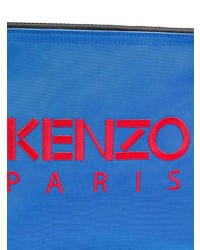 Pochette en cuir imprimée bleue Kenzo