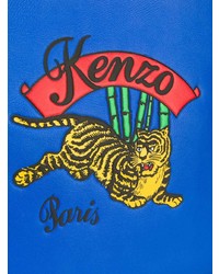 Pochette en cuir imprimée bleue Kenzo