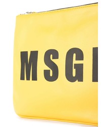 Pochette en cuir imprimée jaune MSGM