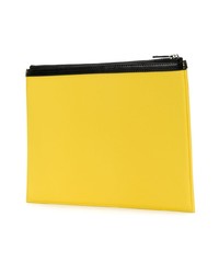 Pochette en cuir imprimée jaune Kenzo