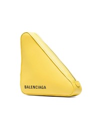 Pochette en cuir imprimée jaune Balenciaga