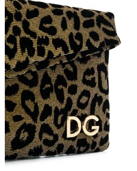 Pochette en cuir imprimée léopard dorée Dolce & Gabbana