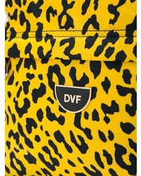 Pochette en cuir imprimée léopard jaune Dvf Diane Von Furstenberg