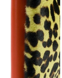 Pochette en cuir imprimée léopard jaune Marni
