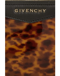 Pochette en cuir imprimée léopard marron foncé Givenchy