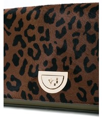 Pochette en cuir imprimée léopard marron Dvf Diane Von Furstenberg