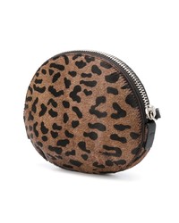 Pochette en cuir imprimée léopard marron Giuseppe Zanotti Design