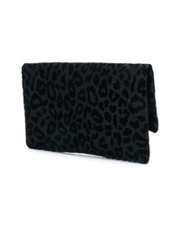 Pochette en cuir imprimée léopard noire Dolce & Gabbana