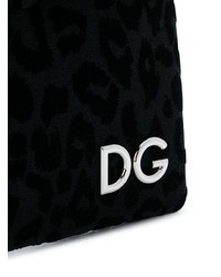 Pochette en cuir imprimée léopard noire Dolce & Gabbana