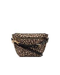 Pochette en cuir imprimée léopard noire Sacai